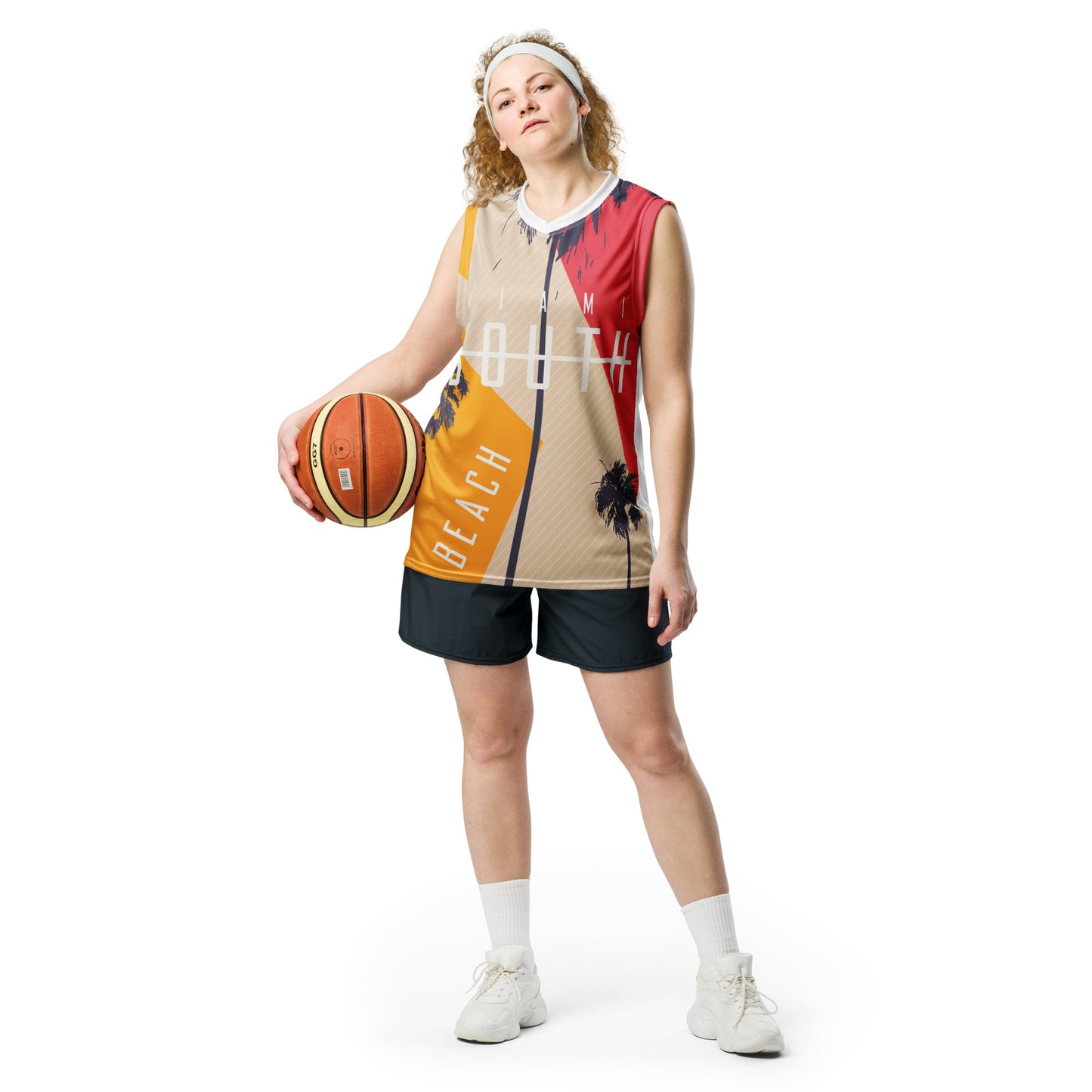Eco-Friendly Vibrant Miami South Beach Recycled Basketball Jersey: Play in Paradise Style
